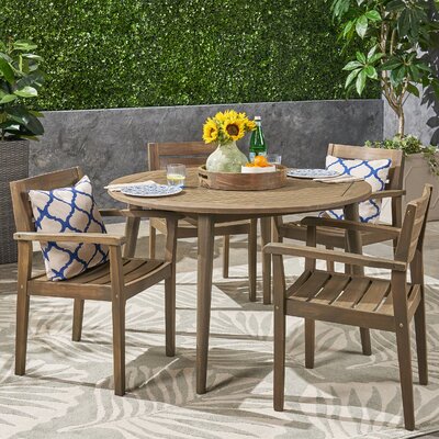 Philomena Outdoor Acacia Wood 5 Piece Dining Set by Christopher Knight Home