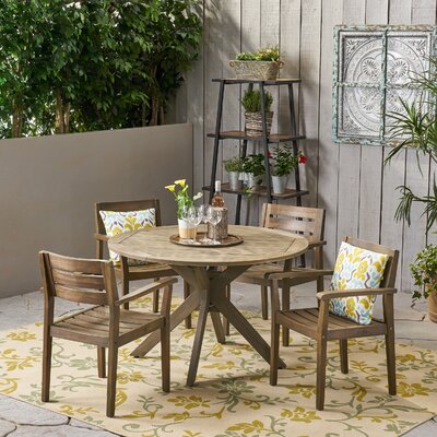 Ramage Outdoor Acacia Wood 5 Piece Dining Set by Gracie Oaks