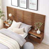 Modway Render Wall Mount Twin Headboard and Modern Nightstands by Modway