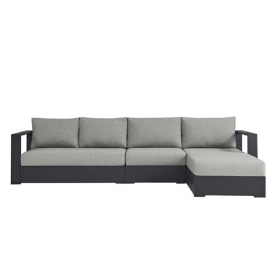 Modway Tahoe Outdoor Patio Powder-Coated Aluminum 3-Piece Left-Facing Chaise Sectional Sofa Set by Modway
