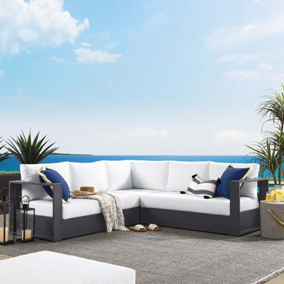 Modway Tahoe Outdoor Patio Powder-Coated Aluminum 3-Piece Sectional Sofa Set by Modway