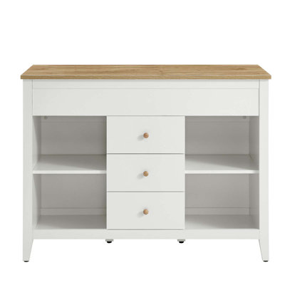Farmstead Kitchen Island In Oak White by Modway