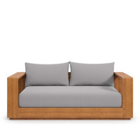 Tahoe Acacia Wood Outdoor Patio Acacia Wood Loveseat In Natural Light Gray