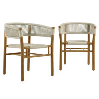 Vienna Outdoor Patio Teak And Rope Curved-Back Dining Armchairs Set Of 2 In Natural by Modway