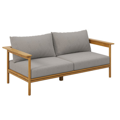 Wren Outdoor Patio Teak Wood Sofa In Natural by Modway