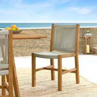 Vienna Outdoor Patio Teak And Rope Armless Dining Chairs Set Of 2 In Natural by Modway