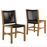 Vienna Outdoor Patio Teak And Rope Armless Dining Chairs Set Of 2 In Natural by Modway