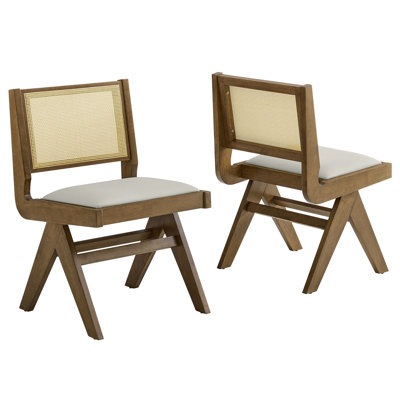 Thera Vegan Leather And Cane Dining Side Chairs Set Of 2 by Modway