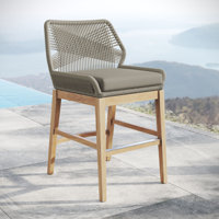 Wellspring Outdoor Patio Teak And Rope Counter Stool