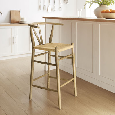 Amish Wood Bar Stool In Teak