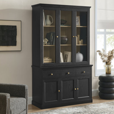 Amara 79 Inch Large Storage Display Cabinet In Black Oak by Modway
