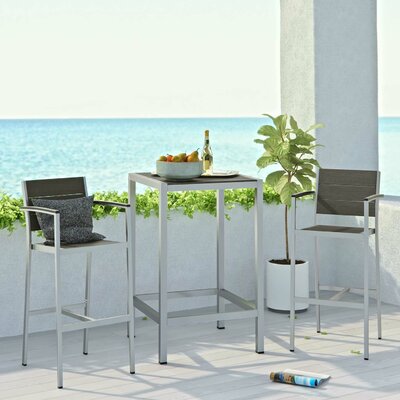 Shore 3-Piece Outdoor Patio Aluminum Outdoor Pub Set