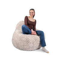 Big Joe Chilloway Foam Filled Structured Bean Bag Chair Lounger, Vanilla Latte Honeycomb by Big Joe