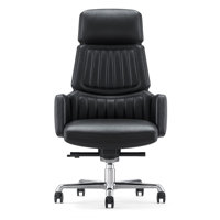 Genuine Leather Office Desk Chair With High Back Aluminum Swivel Base Ergonomic Synchro-Tilt Reclining Mechanism Real Leather Executive Chair by FURIJING