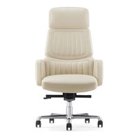 Genuine Leather Office Desk Chair With High Back Aluminum Swivel Base Ergonomic Synchro-Tilt Reclining Mechanism Real Leather Executive Chair by FURIJING