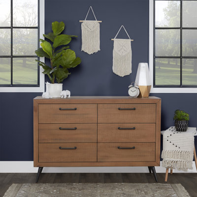 Stilnovo 6 Drawer 52" W Solid Wood Double Dresser by Evolur