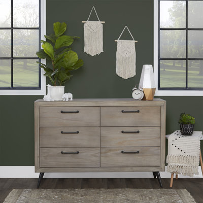 Stilnovo 6 Drawer 52" W Solid Wood Double Dresser by Evolur