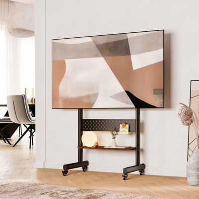 Charrisse Modern Sturdy Rolling TV Stand Mount for 40-85 Inch TVs Holds up to 132LBS.Height Adjustment Mobile TV Stand Cart