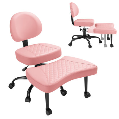 Ergonomic Cross Legged Meditation Chair, 360° Swivel Office Chair With Wheels, ADHD Chair With Footrest, Lumbar Support, Wider Height Adjustable Backr by Furmax
