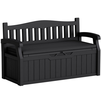 80-Gallon Plastic Storage Bench With Removable Cushion, Backrest & Armrests, Lockable Lid For All-Weather Indoor Outdoor Use On Patio, Garage, Entrywa by Furmax