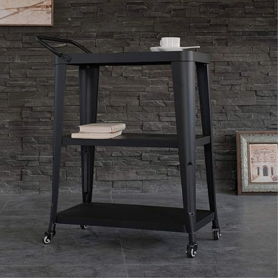 Filton Industrial 3 - Tiered Dining Cart With Black Finish, Swivel Wheels And All Metal Structure, Good For Kitchen Party Setup, 33.7"H X 23.8"W 13.8" by Red Barrel Studio