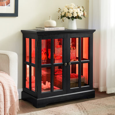 Antique Glass Cabinet With Adjustable Storage, Doors, Materials, And - Controlled Lighting For Dining Room Led Curio Retro Style, Shelves, Acrylic Bac by SnugglySolace