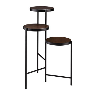 Three - Tier Foldable Metal Plant Stand In Black With And Open Back, Great For Indoor Decor, 18 Wide, 19 Deep, 30 Tall, 9 Lb Weight Multi Tiered Frame by SnugglySolace