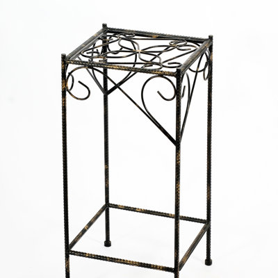 26.18" Square Metal Plant Stand, Clover Style, Cast, Fully Assembled, Fade , 12.39" X 25.94", Large Stand With Clover, Easy To Clean, 12.21" W H, Mult by SnugglySolace