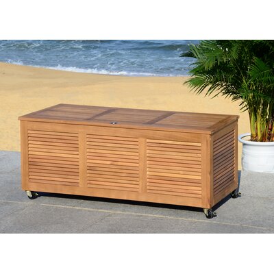 50 Gallon Eucalyptus Solid Wood Deck Box with Wheels by Lark Manor