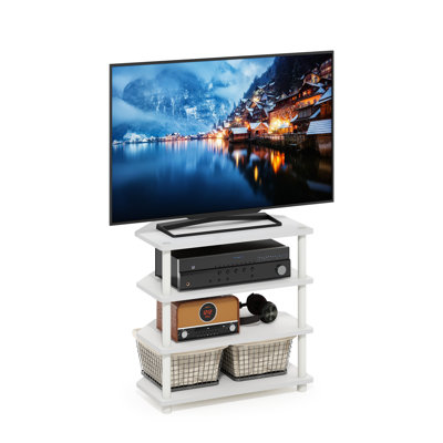 Sharee Easy Assembly 4-Tier Petite TV Stand, White/White by Ebern Designs