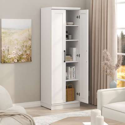 Furinno+ Robin Multipurpose Storage Cabinet, Pantry Cabinet, Kitchen Cabinet with 2 Doors, 23W, White by Furinno