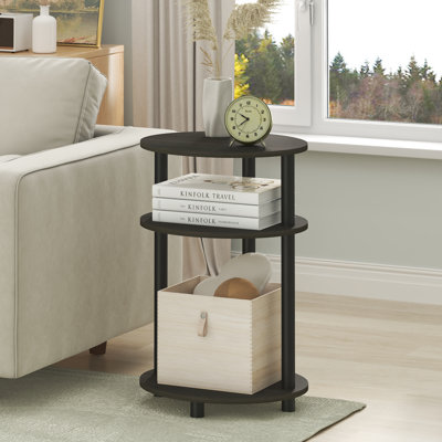 Furinno TURN-N-TUBE Night Stand, 3-Tier 23" Oval Nightstand, Bedside Table with Open Shelving for Bedroom, Living Room, Espresso by Furinno