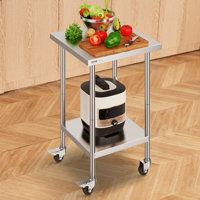 Rolling Kitchen Cart with Stainless Steel Top