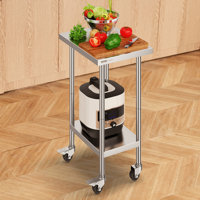 Rolling Kitchen Cart with Stainless Steel Top by VEVOR