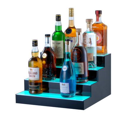Ivy Bronx LED Lighted Liquor Bottle Display Bar Shelf RF & App Control 16" 4-Step by Ivy Bronx