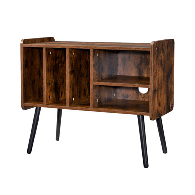 Record Player Stand 2 Tiers Wooden Turntable Stand with 3 Cabinets Brown by VEVOR