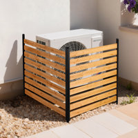 Wooden Privacy Fence, 48 x 49 x 28 inch Air Conditioner Fence, 2 Panel Solid Outdoor Wood Privacy Screen with Metal Stakes, Steel Frame, Trash Can Hid by VEVOR