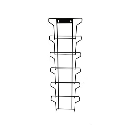 FixtureDisplays Horizontal Wall Mounting 6 Pockets 6 X 4" Greeting Card Post Card Rack 6.7 X 2 X 21.3" 11714-6X4 Black by FixtureDisplays