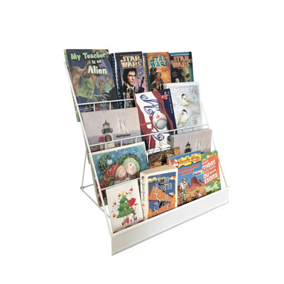 Fixturedisplays 4-Tiered 18" Wire Display Rack Literature Brochure Magazine Stand Book Tabletop Rack, 2.5" Deep Open Shelves Book Rack Signing 11936 by FixtureDisplays