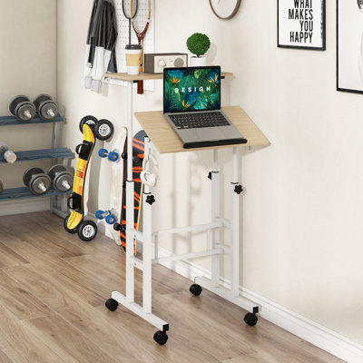 Giantex Mobile Standing Desk, Height Adjustable Sit To Stand Desk, Portable Laptop Desk, 2-Tier Computer Workstation For Home Office by Giantex