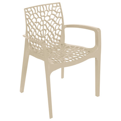 Spider Web Design Indoor Outdoor Stacking Plastic Dining Armchair in Glossy Colors -2 Chairs by Grand Soleil