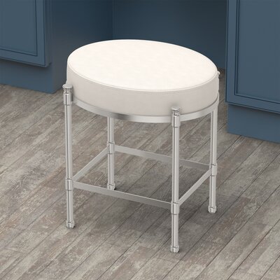 19.50"H Oval Vanity Stool with Leather Cushion | Oval Ottoman with 3" Leather Cushion by Gatco
