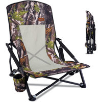 Camouflage Folding Hunting Chair with Mesh Back, Cup Holder, Arm Cushions & Carry Strap (1-Pack, Heavy Duty) by Nice C