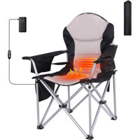 MUKE Outdoor Heated Camping Chair with 10000mAh Power Bank, Cupholder, Side Pockets & Carry Bag (1 Pack) by MUKE