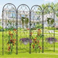 4 Pack Panels No Dig Dog Fence, 74.8 Inch Tall Outdoor Rustproof Animal Barrier With Gate by gaomon