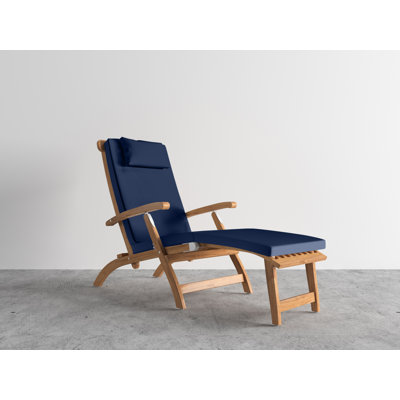 Gonzella Anders Teak Outdoor Folding Lounge Deck Chair