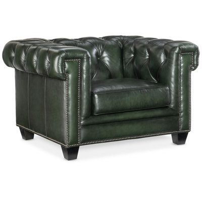 Charleston 47" Wide Tufted Genuine Split Grain Leather Chesterfield Chair by Hooker Furniture