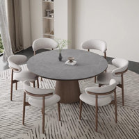 Modern Nordic Wood Rock-Plate Dining Table Chair Table by Greyleigh