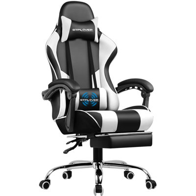 GTPLAYER Adjustable Reclining Ergonomic Faux Leather Swiveling PC & Racing Game Chair with Footrest by GTPLAYER