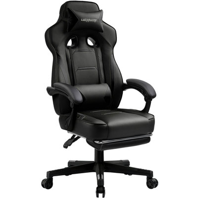 GTPLAYER Adjustable Reclining Ergonomic Faux Leather Swiveling PC & Racing Game Chair with Footrest by GTPLAYER